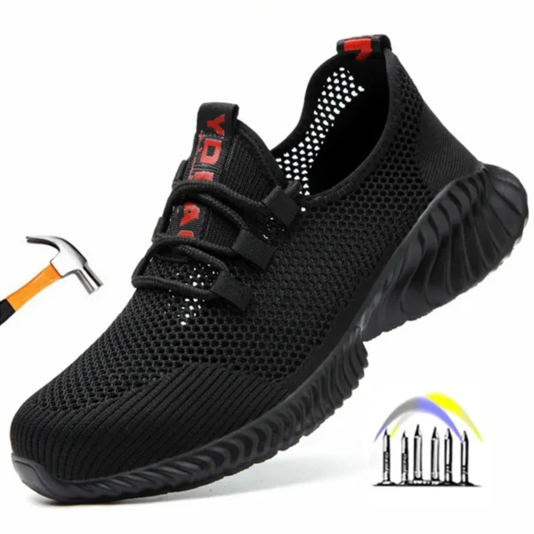 Sapatos de trabalho de verão com proteção respirável sapatos de segurança leves com biqueira de ferro anti-facada antiderrapante sapatos de verão de trabalho