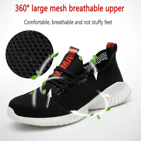 Sapatos de trabalho de verão com proteção respirável sapatos de segurança leves com biqueira de ferro anti-facada antiderrapante sapatos de verão de trabalho - Image 6